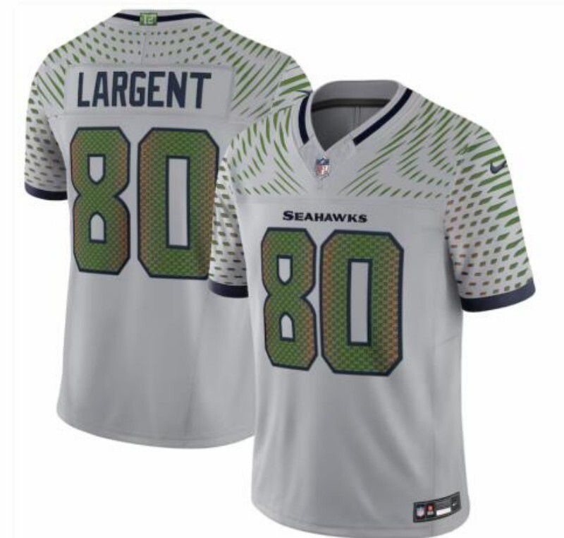 Men 2025 Seattle Seahawks #80 Largent grey 5th generation Throwback Nike Limited NFL Jersey style 05